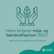 plakat miljøprisen 2021 - send oss forslag til kandidater