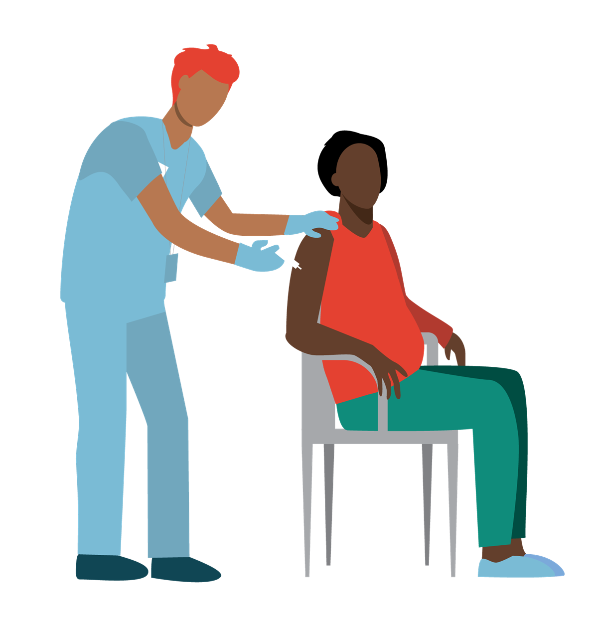 Illustration of a person getting vaccinated - Klikk for stort bilde
