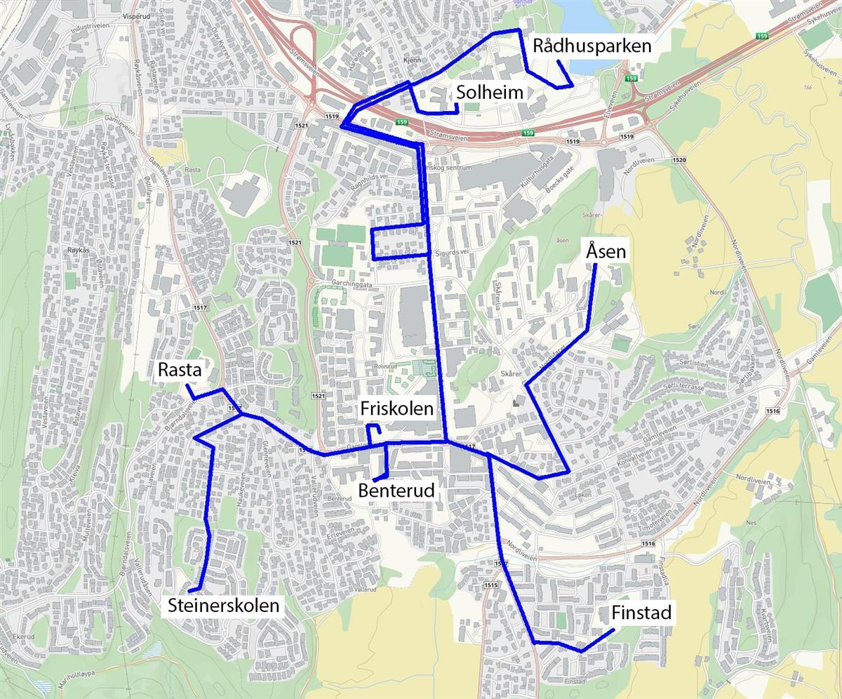 Kart over togrute - Klikk for stort bilde