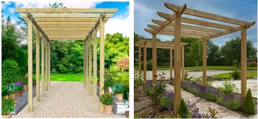 To bilder av pergola i hage - Klikk for stort bilde