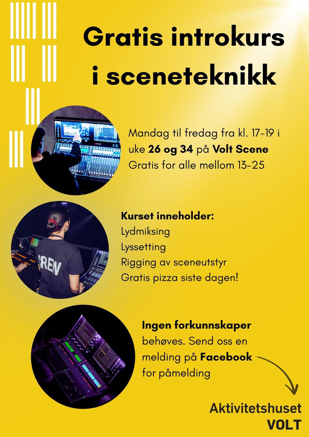 Plakat for introkurs i sceneteknikk - Klikk for stort bilde