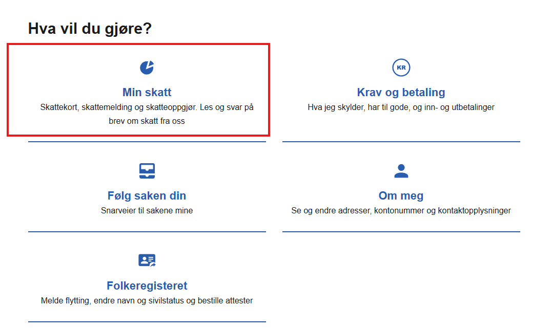 Skjermbilde som viser hvor Min skatt ligger - Klikk for stort bilde