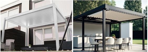 To bilder av pergola med tak - Klikk for stort bilde