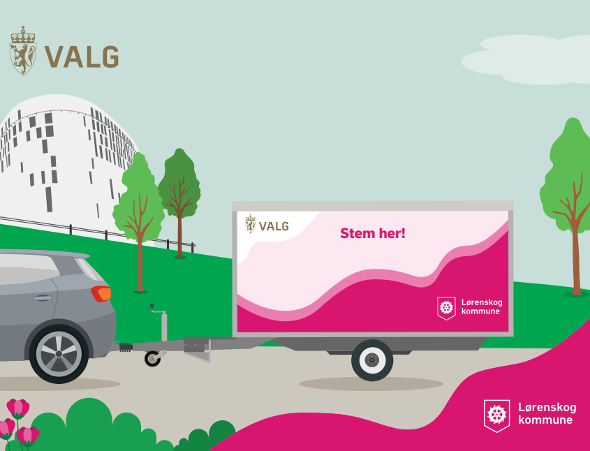 Illustrasjon av valgbilen til Lørenskog kommune - Klikk for stort bilde